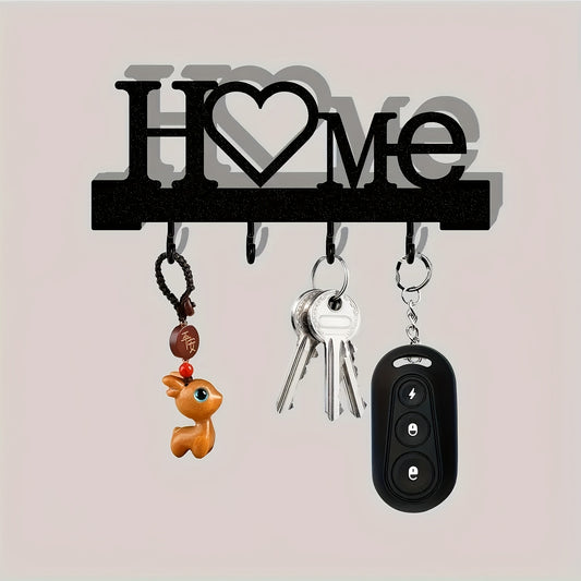 1pc heart shaped keychain wall mounted entrance organization rack with hook, multi-functional non-marking punch hook, suitable for home decoration in the living room