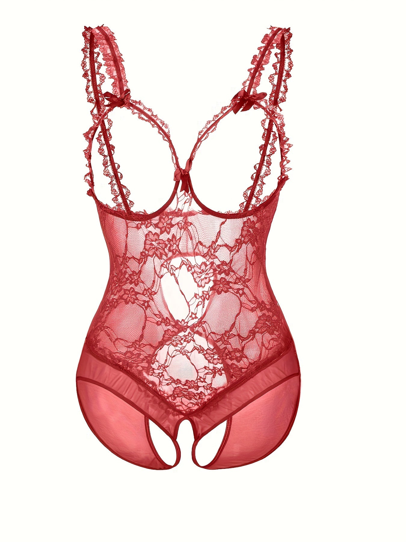 Plus Size Sexy Lace Bodysuit - High Stretch, No Belt, No Chest Pad, Floral Pattern, Adult Women'S Lingerie, Intimate Apparel | Floral Lace Design | Stretchy Fabric, Plus Size Lingerie