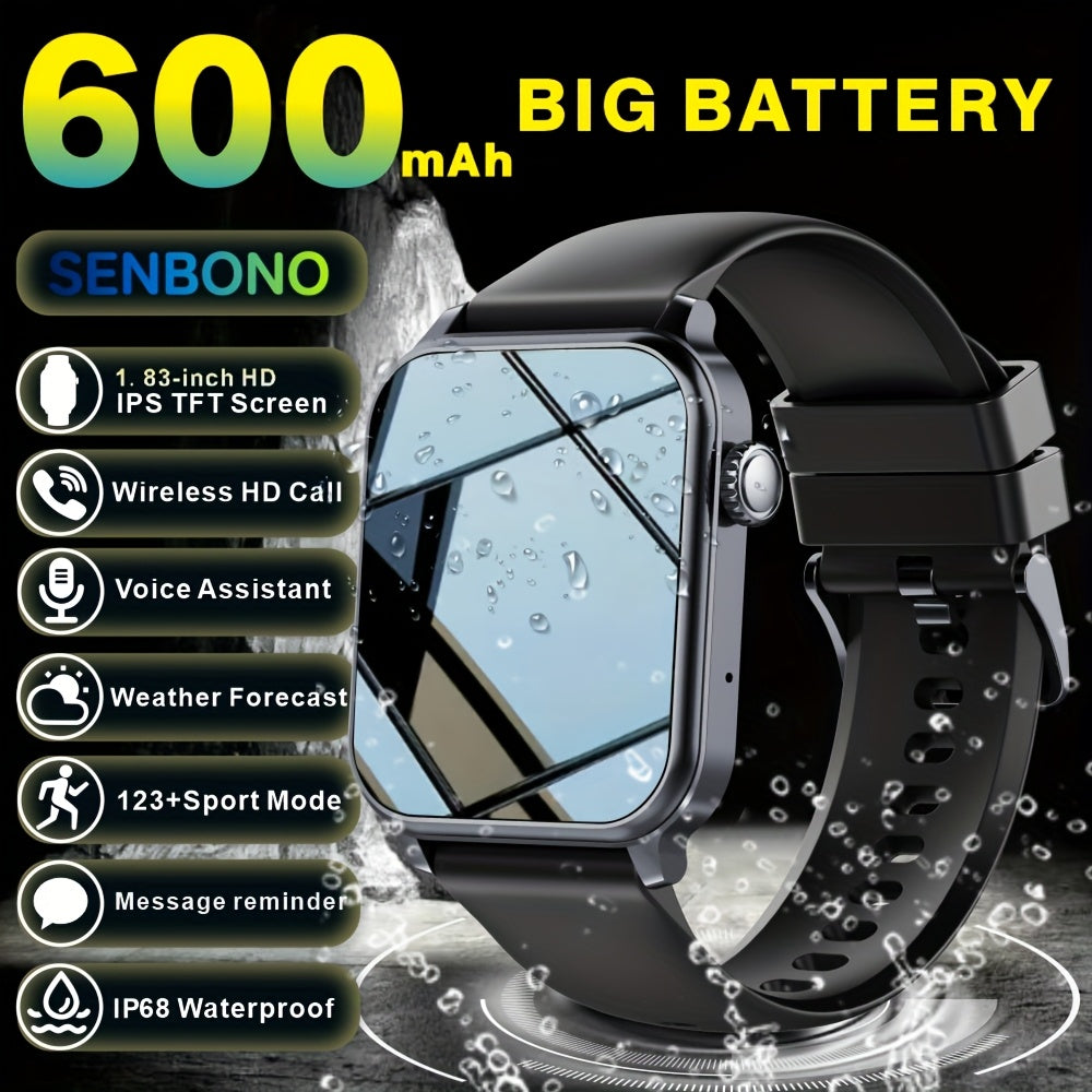 Large Battery Smartwatch, 600mAh Ultra Large Battery Capacity, High Quality Protection Level, Wireless Calling, Multifunctional Reminder, Alarm Clock, 100+Sports Mode, Super Durable, Stable Performance, Outdoor Smartwatch, Men'S And Women'S Gift