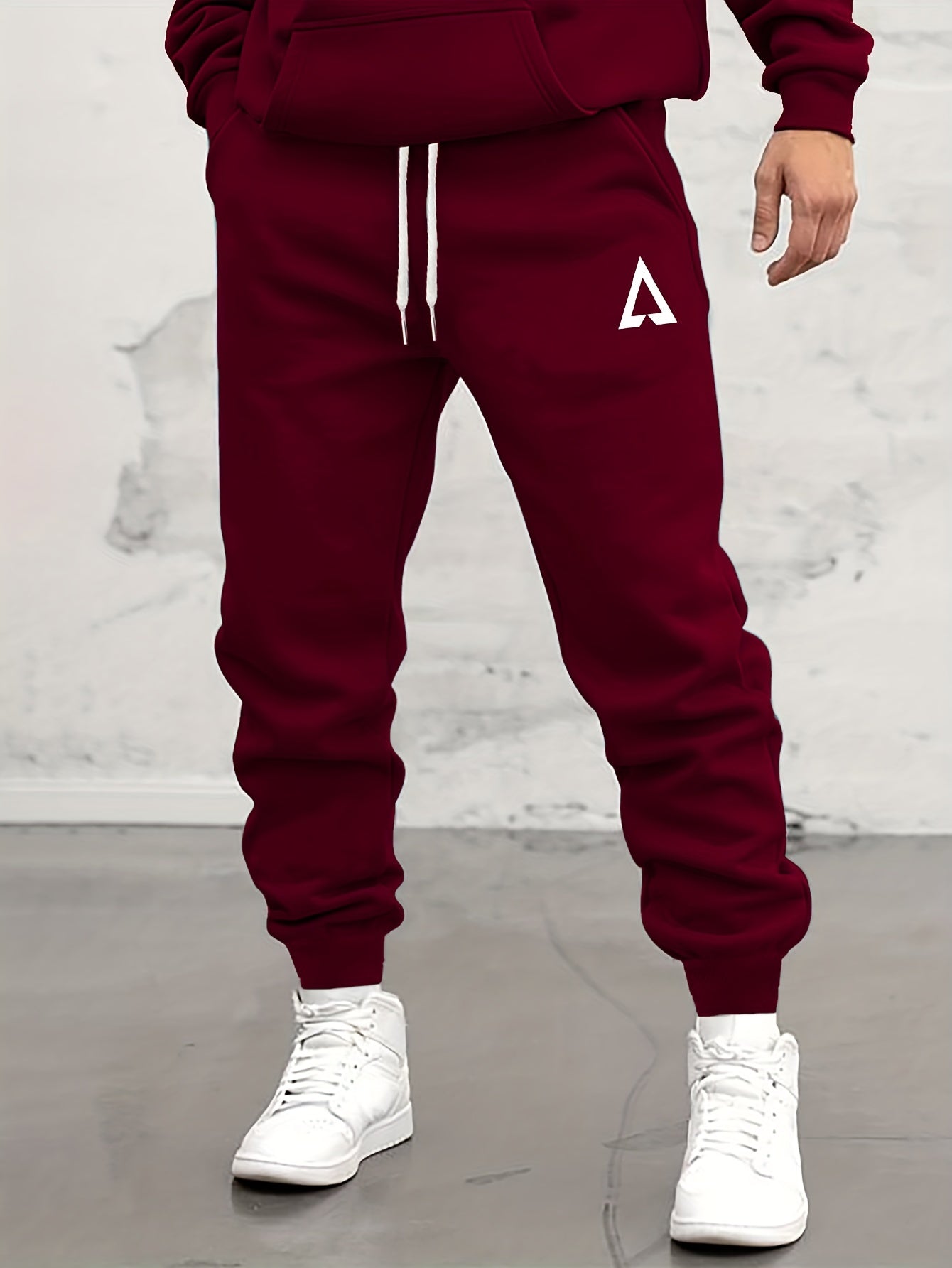 Trendy Pattern Print Drawstring Sweatpants Loose Fit Pants Men's Casual Slightly Stretch Joggers For Spring Autumn Running Jogging