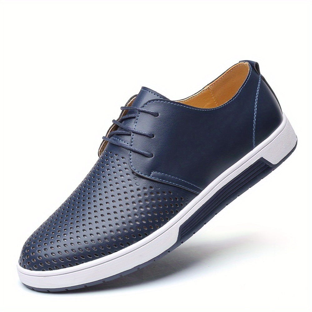 Men's Classic Oxford Dress Shoes - Solid Color, Round Toe, Lace-Up Closure, Microfiber Synthetic Upper & Inner, Rubber Sole & Insole, Business Style for All Seasons