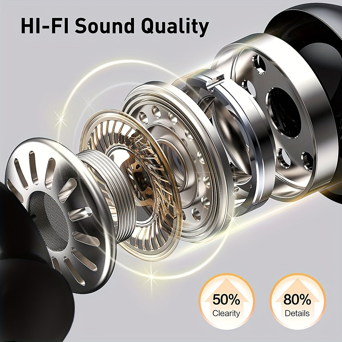 LIFEBEE True Wireless Earbuds with Mic, TWS In-Ear Headphones with ENC Noise Cancelling, Touch Control Volume, Wireless Sports Earhook, LED Display Charging Case, Semi-Open-Back, Compatible with Cellphones, 300mAh Rechargeable Battery, Type-C Charging, 2.