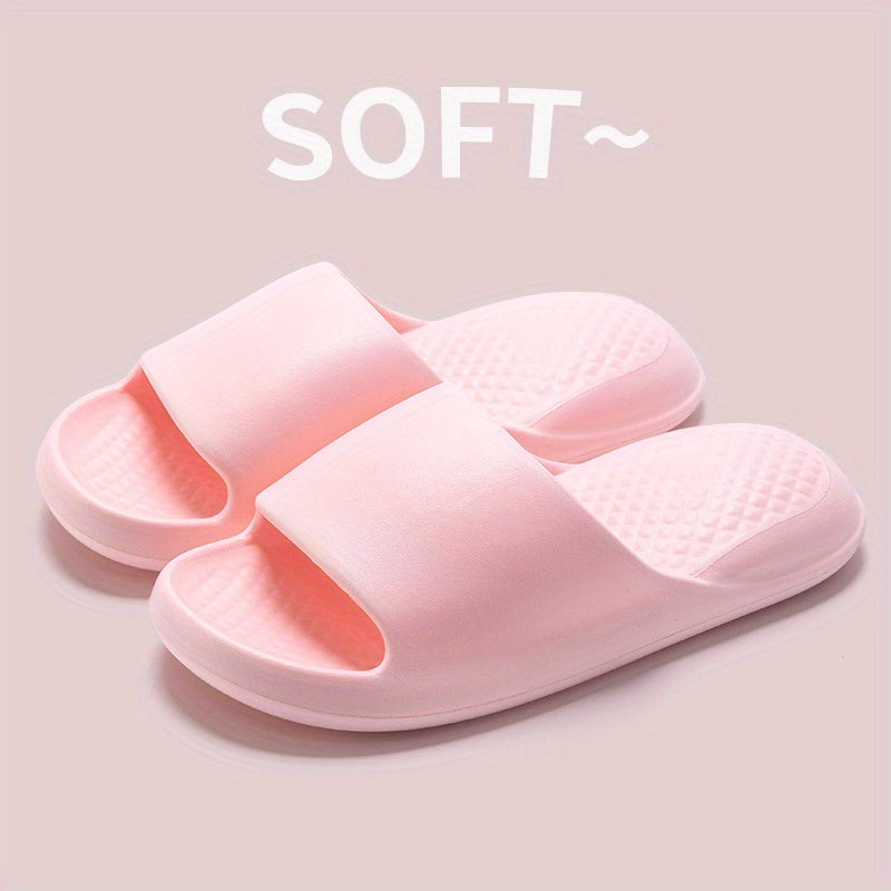 Unisex Casual EVA Slippers, Soft Open Toe Slip-on Flat Heel Sandals, Comfortable All-Season Indoor Home Summer Bath Shoes, Solid Color