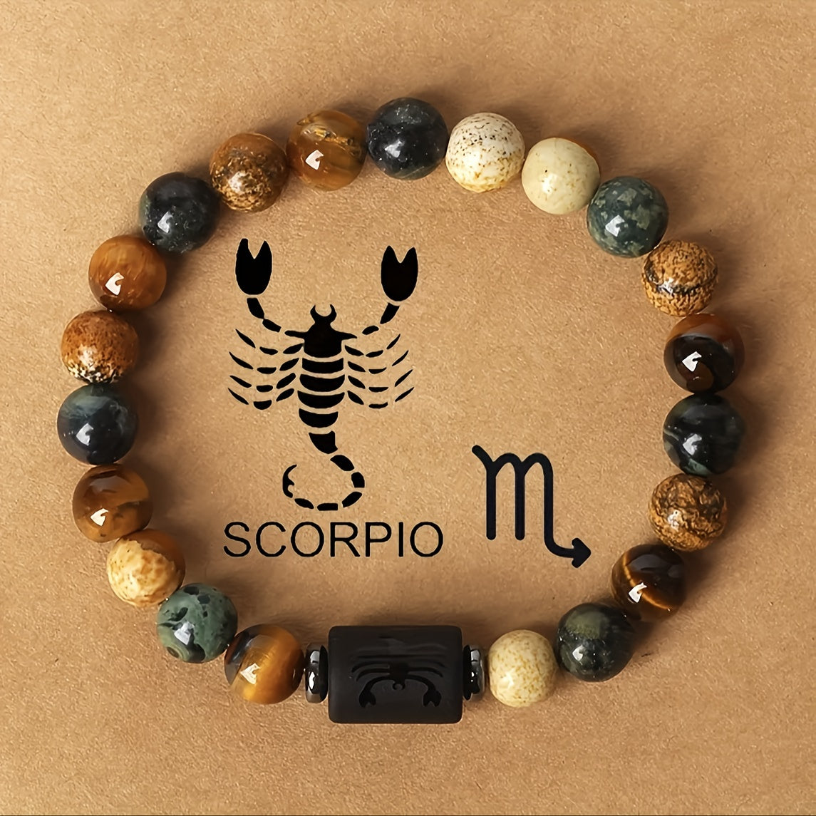 1pc Zodiac Astrology Natural Stone Beaded Bracelet, Fashionable 12 Constellation Designs, Personalized Zodiac Sign Jewelry, Ideal Birthday or Valentine'S Day Gift, 19.0cm