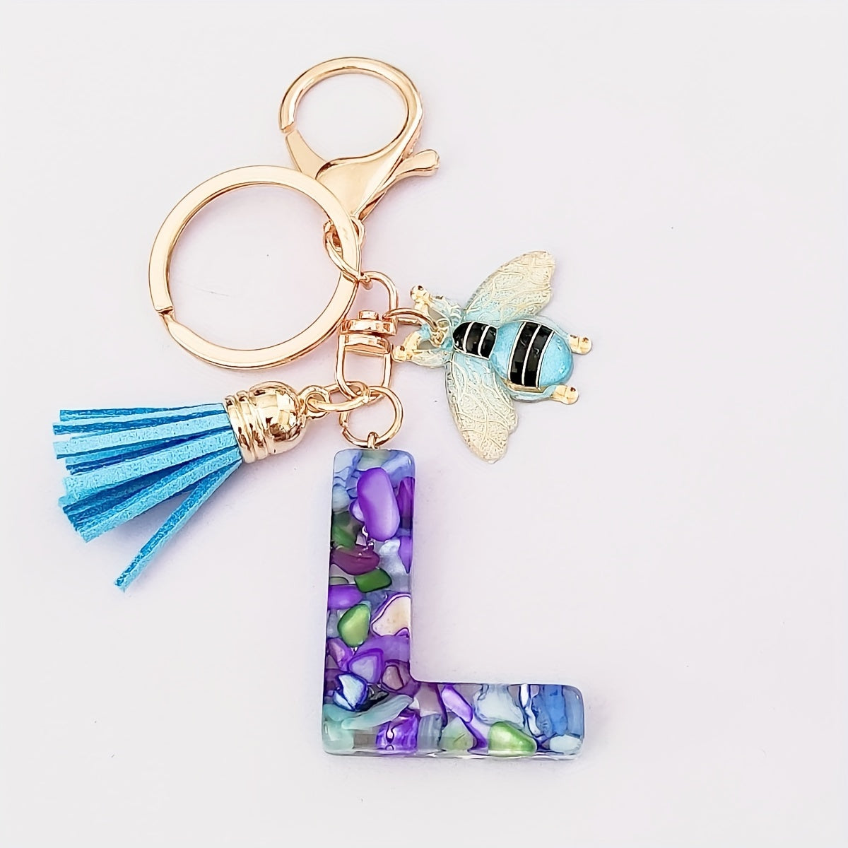 Dazzling Gift, Sparkling Alphabet Keychain with Sequin & Tassel - Mixed Colors, Geometric Design, Friendship Theme - Perfect for Bags & Gifts