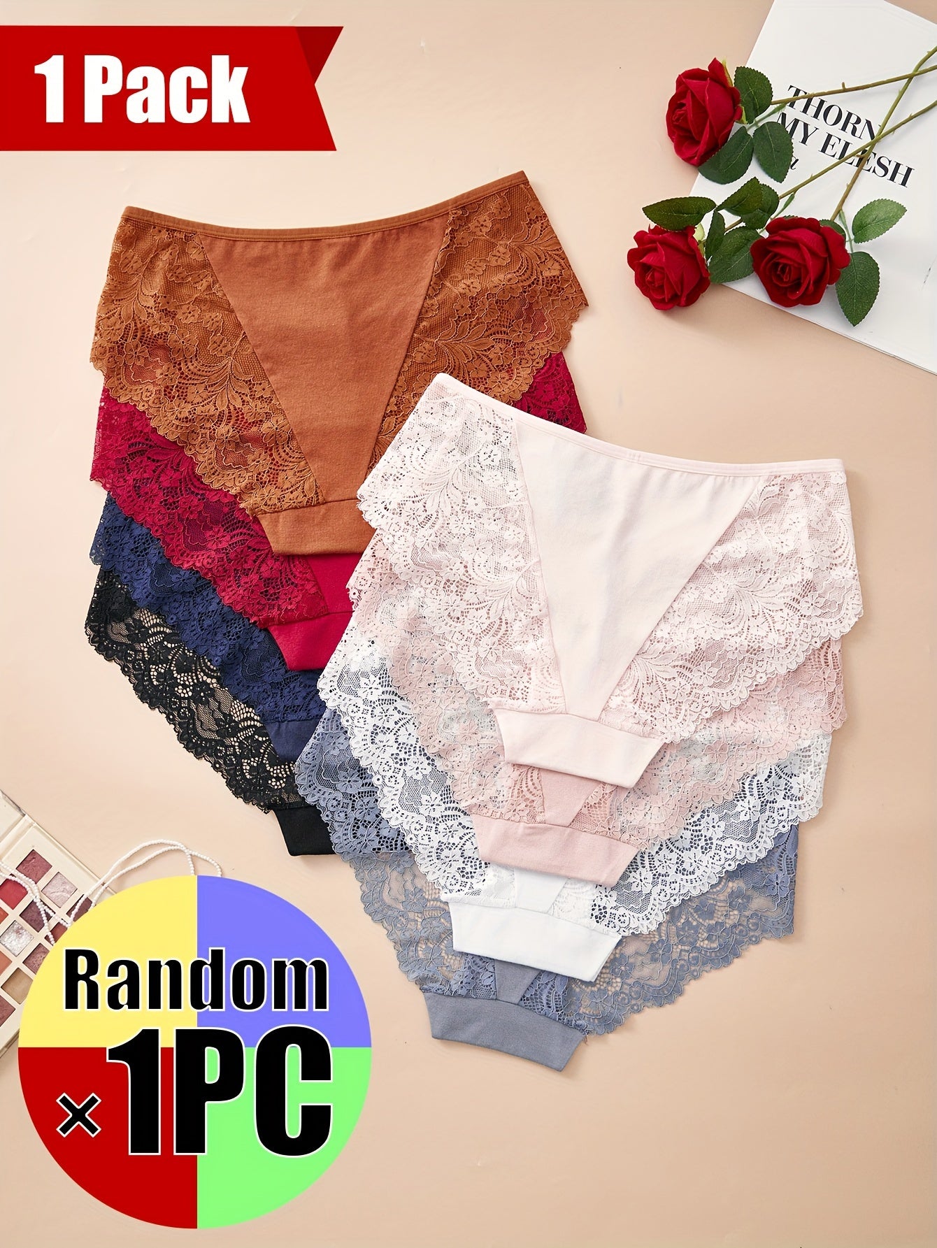 Random 1pc Plus Size Plus Size Women Briefs Panties High Waist Sexy Lingerie Hollow Out Underpanties Comfortable Underwear