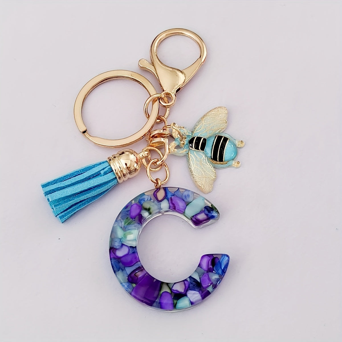 Dazzling Gift, Sparkling Alphabet Keychain with Sequin & Tassel - Mixed Colors, Geometric Design, Friendship Theme - Perfect for Bags & Gifts