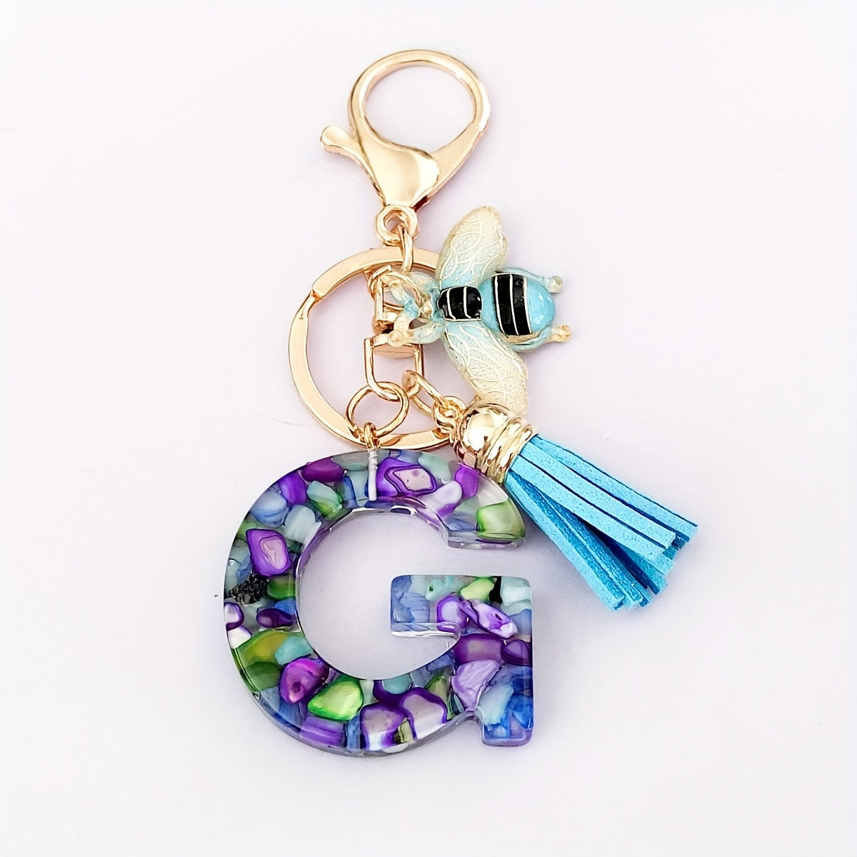 Dazzling Gift, Sparkling Alphabet Keychain with Sequin & Tassel - Mixed Colors, Geometric Design, Friendship Theme - Perfect for Bags & Gifts