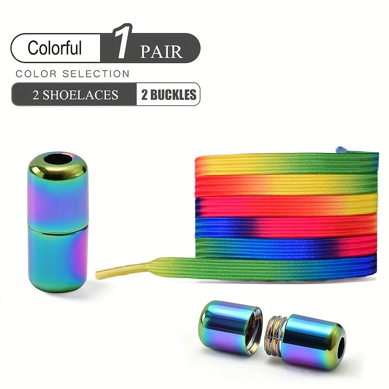 1 Pair No Tie Shoe Laces Colorful Buckle Shoelaces Light Colorful Fashion Without Ties Elastic Laces for Casual Shoes And Sports Shoes