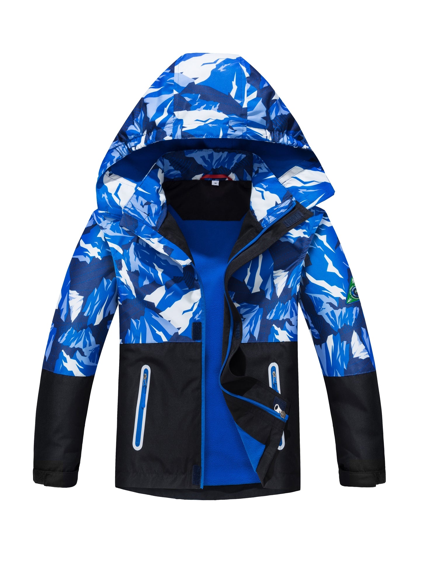 TOP&SKY KIDS Boys Lightweight High Quality Jacket with Removable Hood - Windproof Coat, Full-Zip Closure, Green/Black Camo, Machine Washable Outerwear for & Kids (Spring/Fall) - Ideal for Running, School, Travel, Kids Outdoor Apparel, Contrast Color Desig