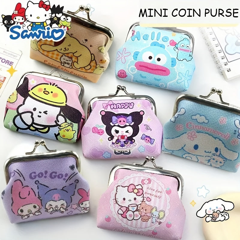 Hello Kitty Cartoon Coin Pouch, Mini Clutch Kiss-Lock Purse, Kawaii Storage Bag Wallet