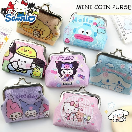 Hello Kitty Cartoon Coin Pouch, Mini Clutch Kiss-Lock Purse, Kawaii Storage Bag Wallet