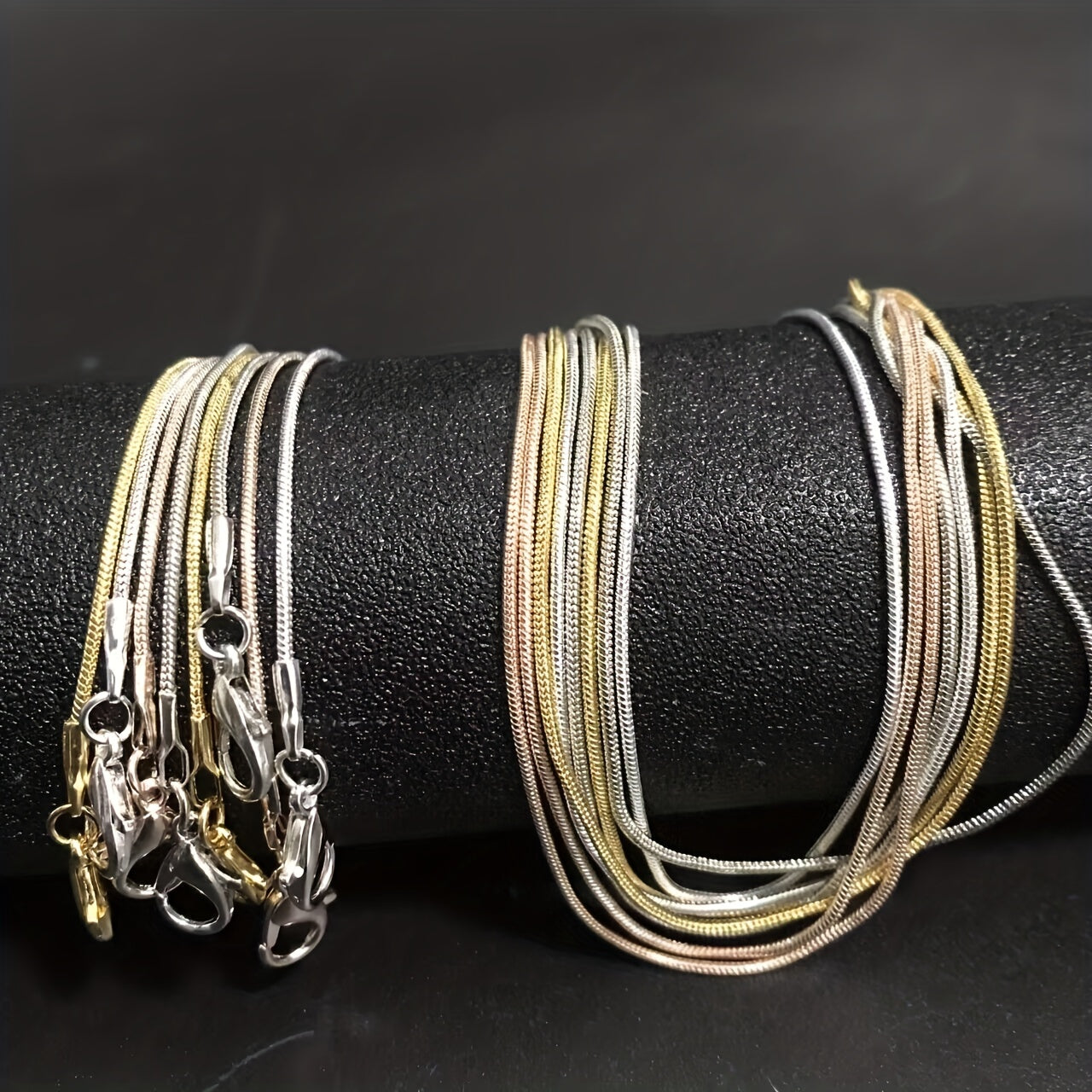 10pcs 40.64-76.2cm ROSE Golden / GOLDEN / PLATED SNAKE CHAINS PLAIN NECKLACES 10 PACKS WHOLESALE