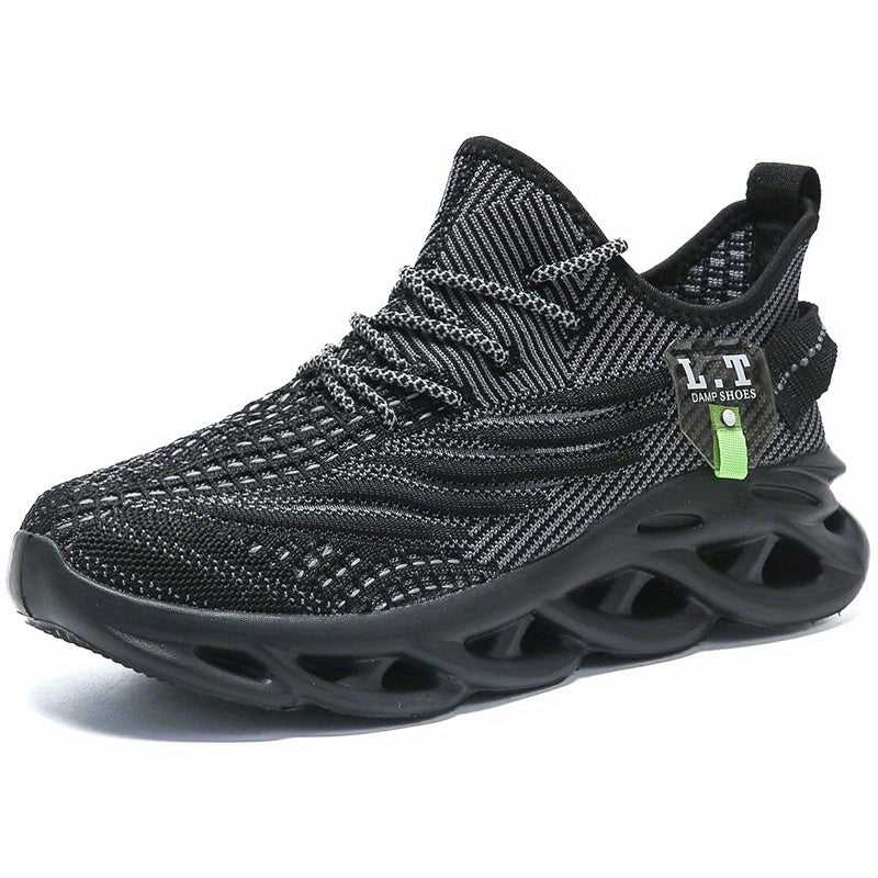 Men'S Fashion Sneakers, Casual Athletic Shoes with Striped Pattern, Round Toe, Lace-Up Closure, Fabric Upper, MD Sole, All-Season Sports Footwear