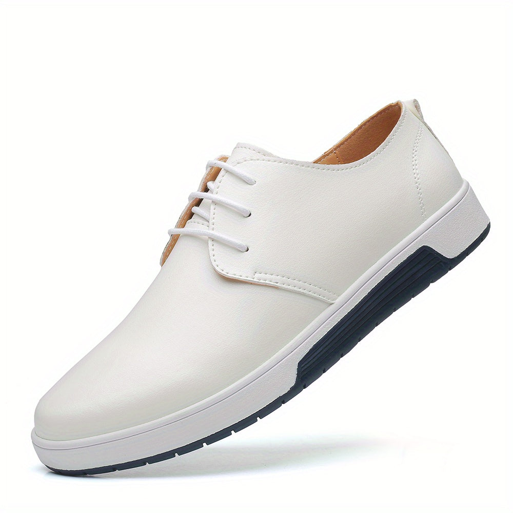 Men's Classic Oxford Dress Shoes - Solid Color, Round Toe, Lace-Up Closure, Microfiber Synthetic Upper & Inner, Rubber Sole & Insole, Business Style for All Seasons