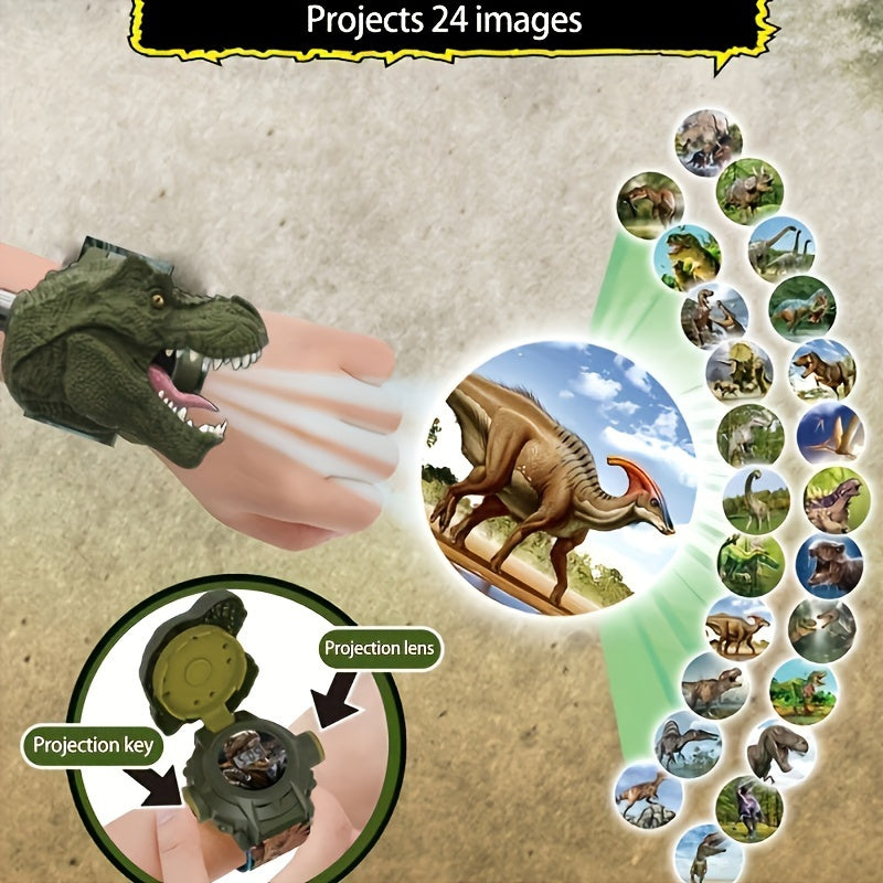 Jurassic Dino Flip-Open Projection Watch: 24 Images, Ideal Gift for Kids Ages 3-14