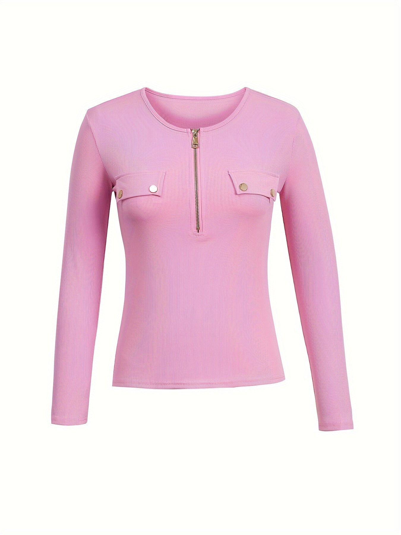 Women'S Long Sleeve T-Shirt - Elegant Black Top with Metallic Golden Accent, Slim Fit Shirt for Casual & Formal Outfits, Spring/Fall Everyday Essential Wardrobe Staple, Ladies T Shirts, Spring Fall Apparel, Round Neckline, Durable Fabric, Spring Fashion,