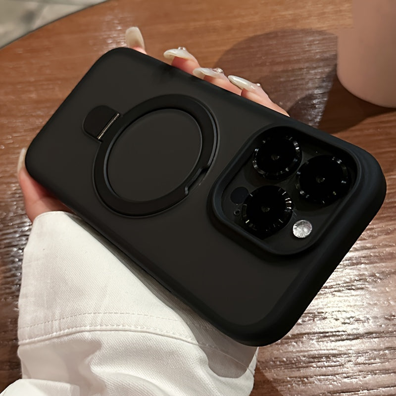 Luxury Magnetic Holder Armor Shockproof Wireless Charging Phone Case, For iPhone 11/12/13/14/15/16 Pro Max Plus Shockproof Hard PC Back Cover