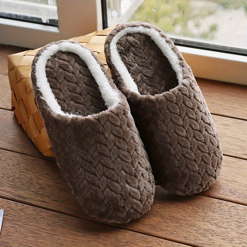 Cozy Plush-Lined Corduroy Slippers for Men and Women – Soft, Quiet, Non-Slip Indoor House Shoes in Gray, Brown, Pink, Purple & More – Perfect for Autumn and Winter Comfort, House Slippers