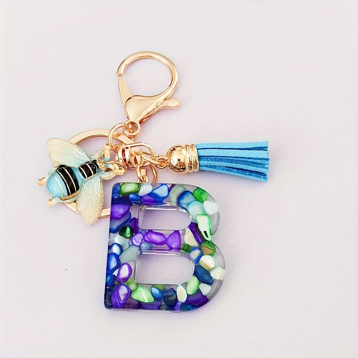 Dazzling Gift, Sparkling Alphabet Keychain with Sequin & Tassel - Mixed Colors, Geometric Design, Friendship Theme - Perfect for Bags & Gifts