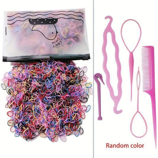 1505pcs Mini Colorful Hair Ties & Styling Tools, Perfect for Girls Hair Accessories, Ideal Choice for Gifts, Ponytail Holders, Youngsters Hair Bands, Sweet Style, Stylish Hair Accessories, Lightweight Hair Bands, Soft Elastic Bands, Elastic Hair Bands, Sc