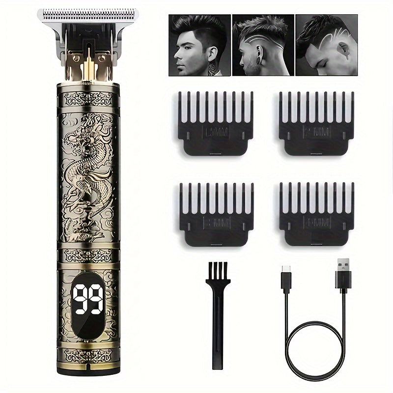 Hair Clippers Beard Trimmer for Men, Electric Cordless Clippers with LCD Screen, Precise T-Blade Trimmer USB Rechargeable Grooming Kit, Electric Shaver Hair Clipper with Guide Comb, Beard Trimming, Personal Grooming, Ergonomic Handle, Modern Shaver, Smoot