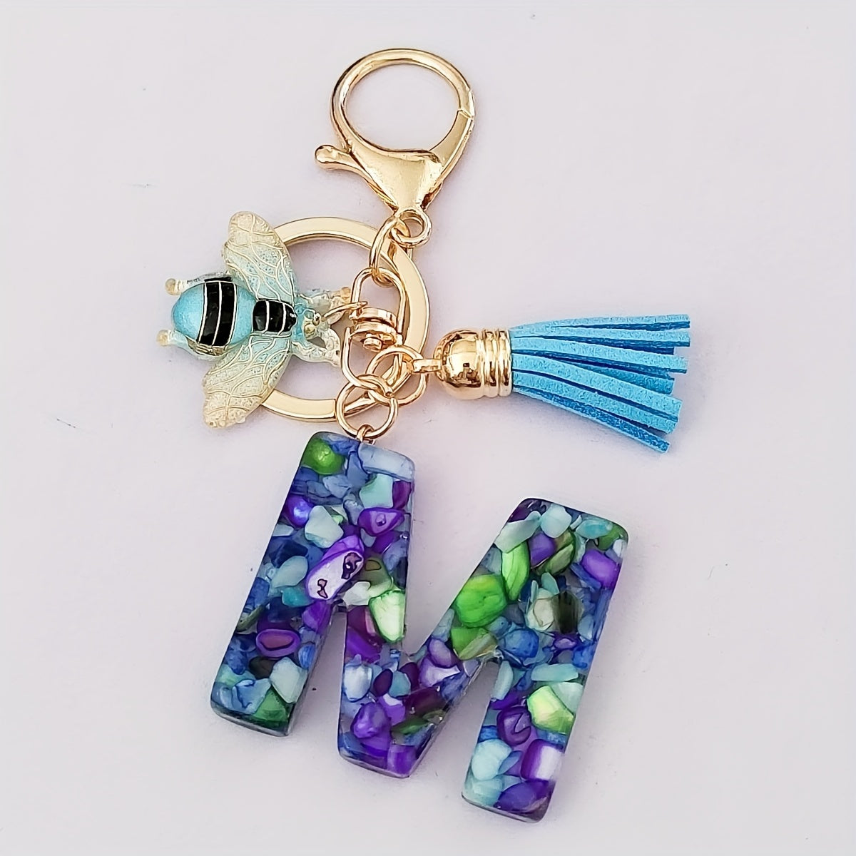 Dazzling Gift, Sparkling Alphabet Keychain with Sequin & Tassel - Mixed Colors, Geometric Design, Friendship Theme - Perfect for Bags & Gifts