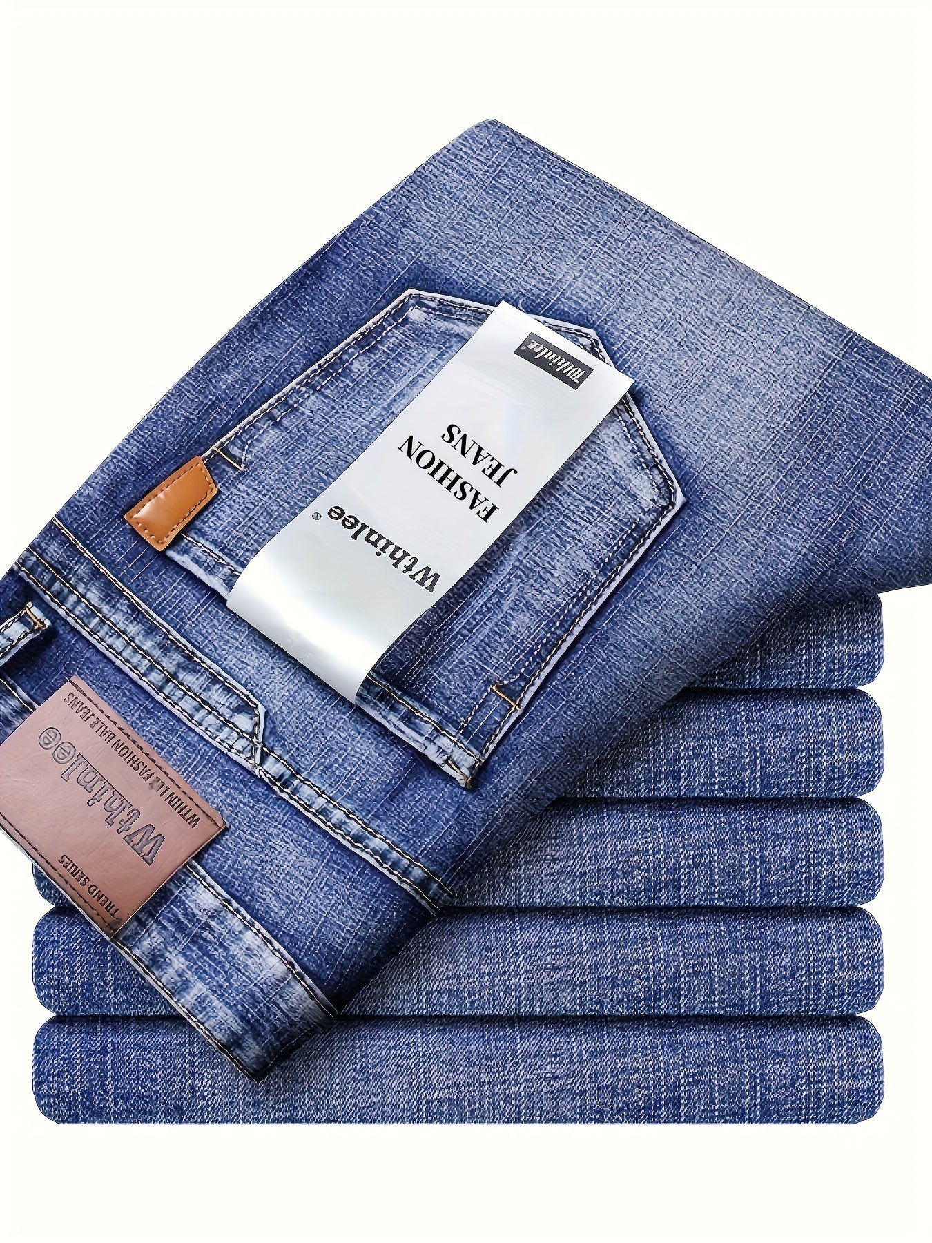 Men'S Classic Solid Color Regular Fit Jeans, Comfortable Stretch Straight Leg Pants for Casual & Business Wear, All-Season Versatile Trousers, Business Casual Attire, Classic Straight Leg, Comfortable Fit
