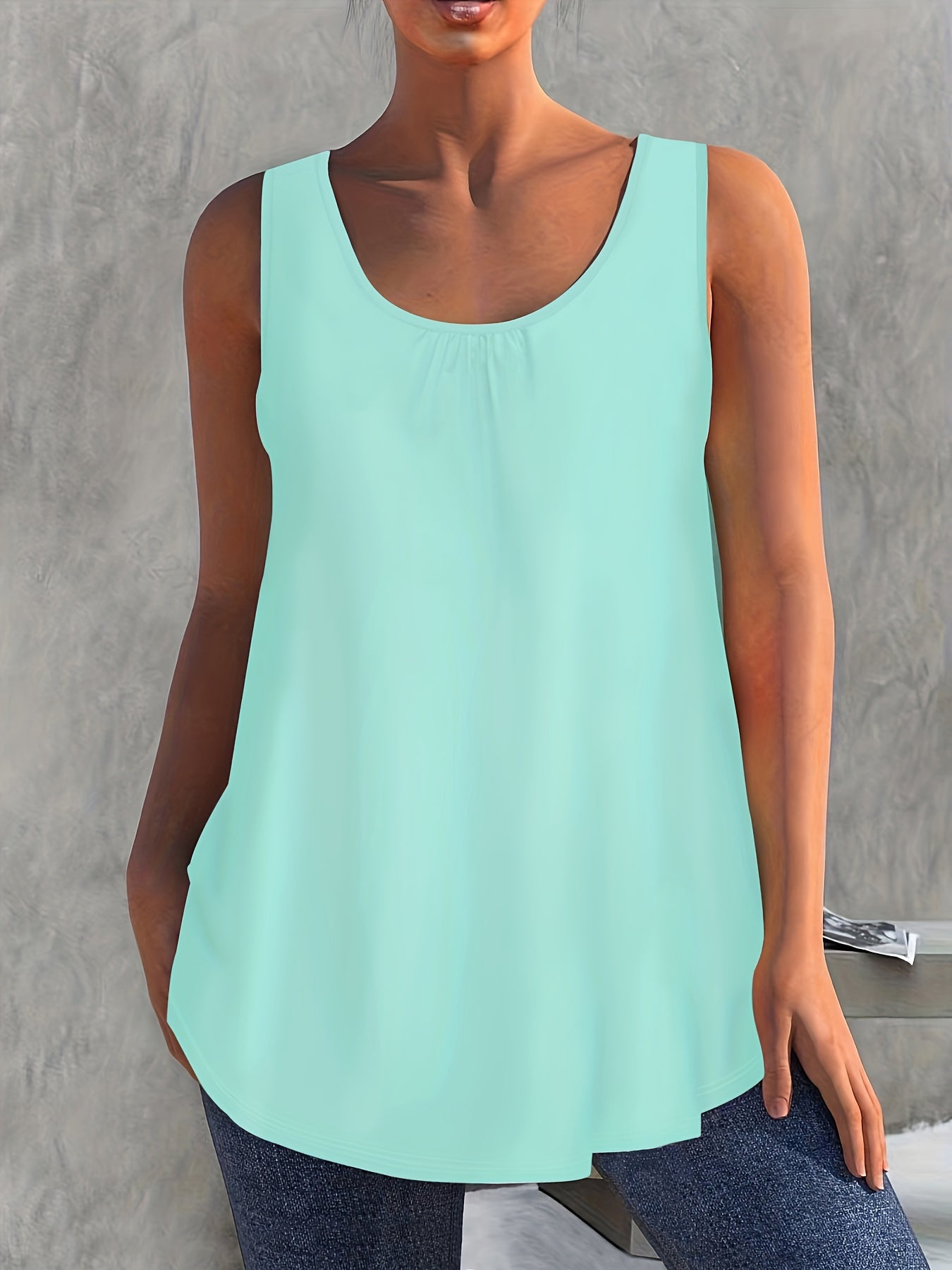 Solid Color Pleated Vest