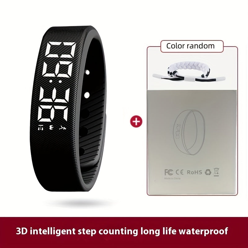 2025 new multifunctional simple fashion unisex electronic watch with alarm clock, pedometer, timer, luminous, senseless wear fashion sports multifunctional wristwatch Holiday gift, suitable for any scene - send a hand rope a