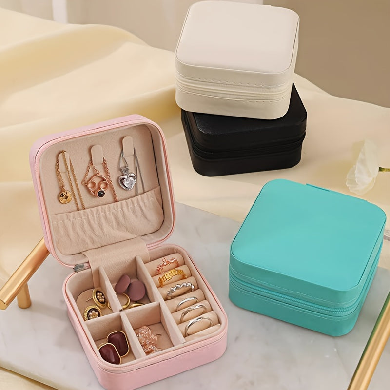 1pc Multi-grid Jewelry Storage Box, Soft Liner Jewelry Storage Basket For Necklaces, Earrings, Household Storage Organizer For Bedroom, Bathroom, Office, Desktop, Dresser, Home, Dorm