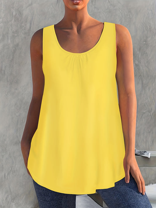 Solid Color Pleated Vest