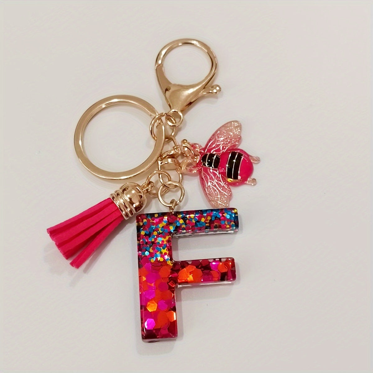 Dazzling Gift, Sparkling Alphabet Keychain with Sequin & Tassel - Mixed Colors, Geometric Design, Friendship Theme - Perfect for Bags & Gifts