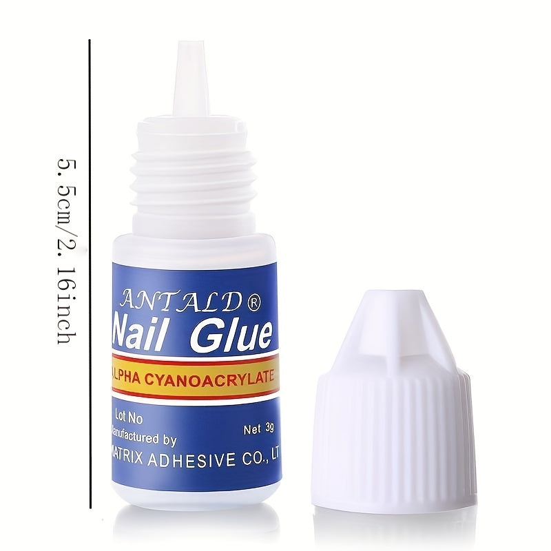 5 pcs Clear Nail Glue for Acrylic Nails - No Wipe Adhesive Gel for Rhinestone Gems and Press On Nails - Long-Lasting Manicure Solution, Without acetone
