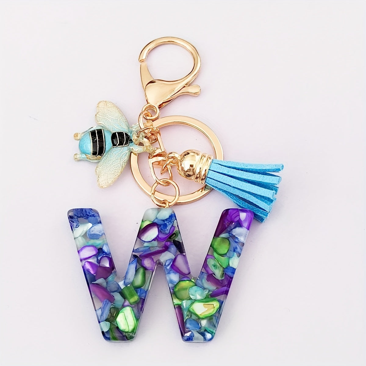 Dazzling Gift, Sparkling Alphabet Keychain with Sequin & Tassel - Mixed Colors, Geometric Design, Friendship Theme - Perfect for Bags & Gifts