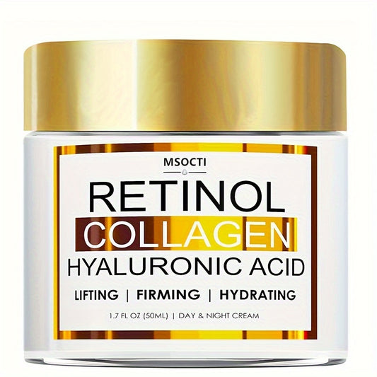 1.7 FL.OZ (50ML), Retinol Collagen Firming Cream, With Hyaluronic Acid, Day & Night Firming Moisturizer, With Mild Ingredients Including Aloe, Green Tea, Vitamin E, And Jojoba Oil For Hydrated, Smoother, Lifted Skin
