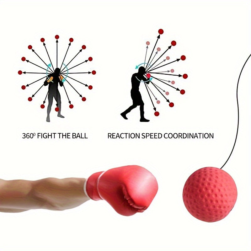 1 Set Boxing Reflex Ball Set for Adults & Teens - PA Nylon React Reflex Ball with Adjustable Headband, Hand Wraps & Carry Bag - Enhances Hand-Eye Coordination, Speed & Reaction Time
