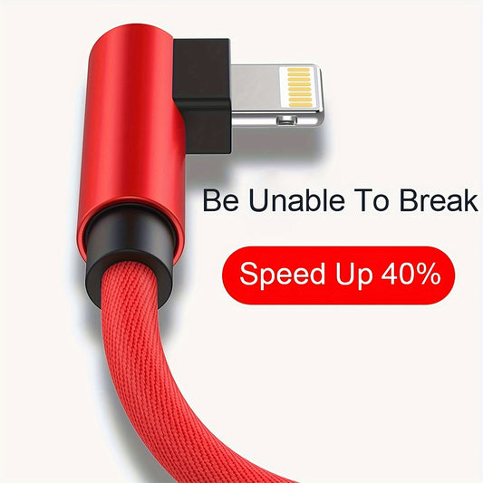 L-Shaped USB Cable for Fast Charging for Iphone Models 14, 13, 12, 11, X, 8, 7, 7 Plus, 6, 6S, And 5, As Well As for Ipad.