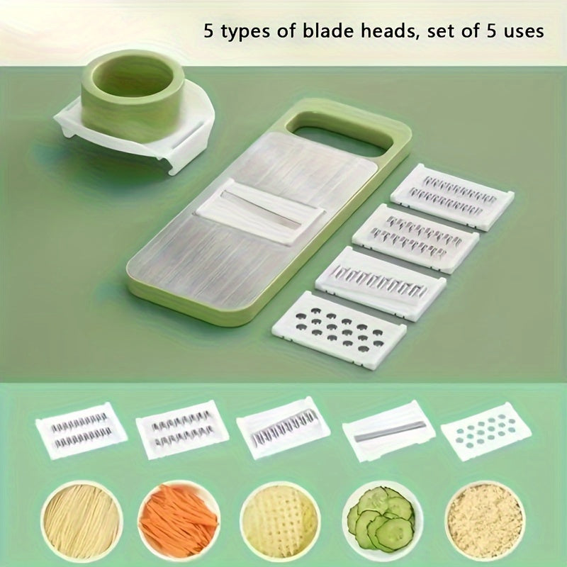 7pcs Stainless Steel Multifunctional Vegetable Slicer and Grater Set, Interchangeable Blades, Manual Kitchen Gadget Tool Kit for Potatoes, Carrots, Cucumbers