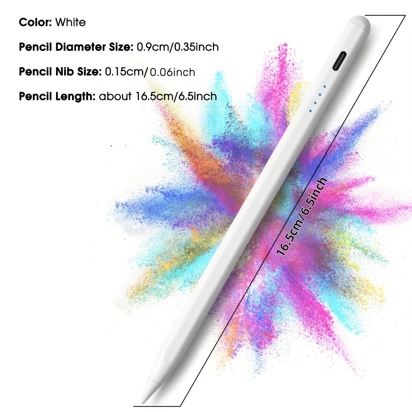 iPad Pencil Stylus Pen with Palm Rejection & Tilt Function, 13-Minute Fast Charge, USB Charging, Rechargeable Lithium Polymer Battery, Electronic Components Included