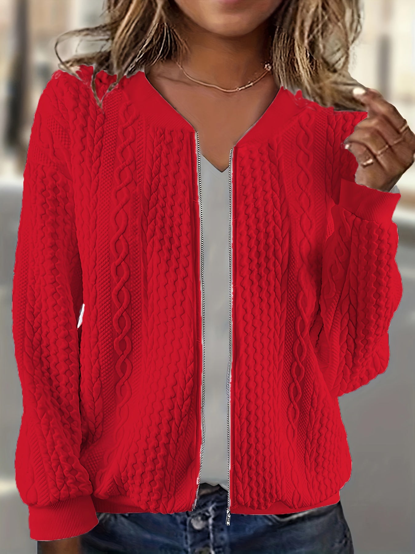 Plus Size - Women'S Plus Size Baseball Jacket - Full-Zip Front Closure, Soft Pink Outerwear for Fall/Winter, Casual Outerwear for Everyday & Formal Events, Fall Fashion, Relaxed Fit, Quality Stitching, Fashion Lovers