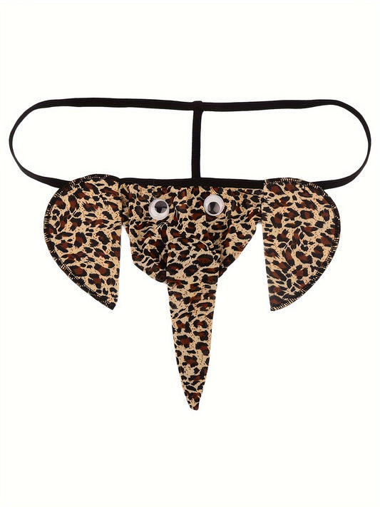 Men's Red Elephant Trunk Mesh Gauze Thong Underwear with U Convex Comfortable Separation Pouch Bag and Ultra-Thin Belt T Panties