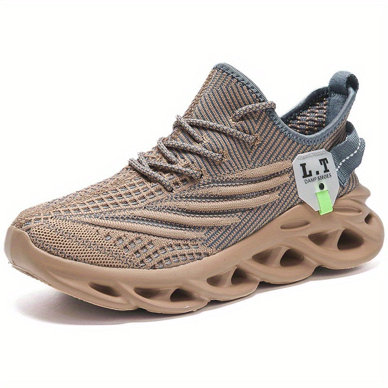 Men'S Fashion Sneakers, Casual Athletic Shoes with Striped Pattern, Round Toe, Lace-Up Closure, Fabric Upper, MD Sole, All-Season Sports Footwear