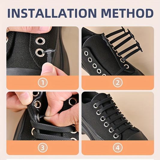 16pcs/Pack No-Tie Elastic Shoelaces Suitable for Sneakers, Casual Shoes, and Athletic Footwear