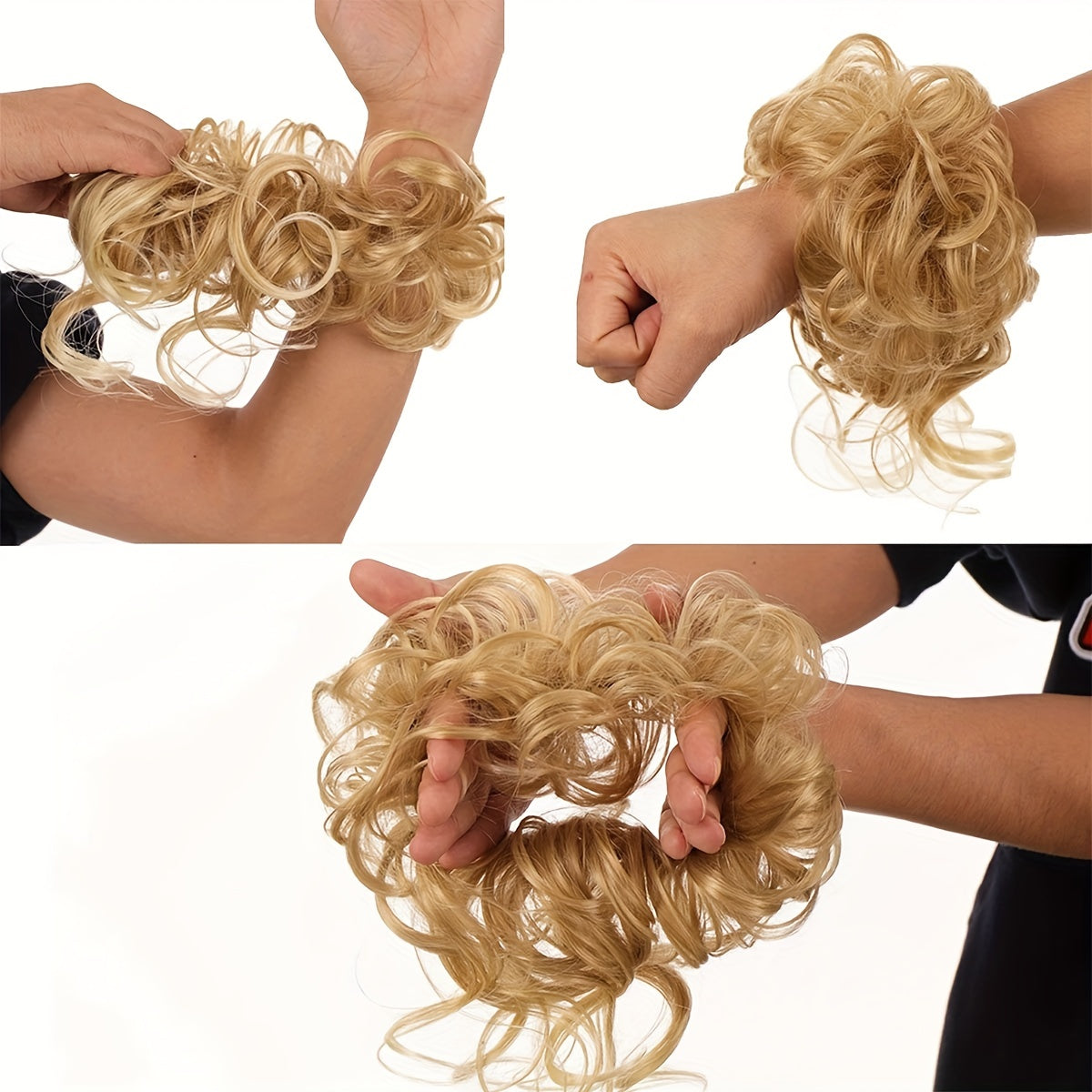 Synthetic Hair Bun Scrunchie Messy Dragon Beard Scrunchie Curly Wavy Hair Extensions With Elastic Bands For Women