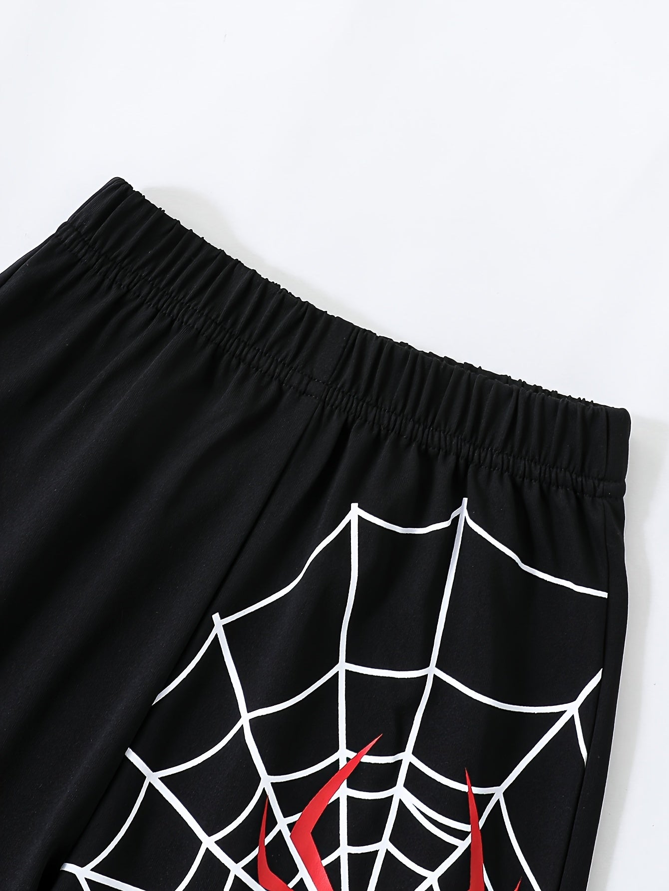 Boys Short Sleeve Shorts Set Spider Pattern Short Sleeve Shorts Set