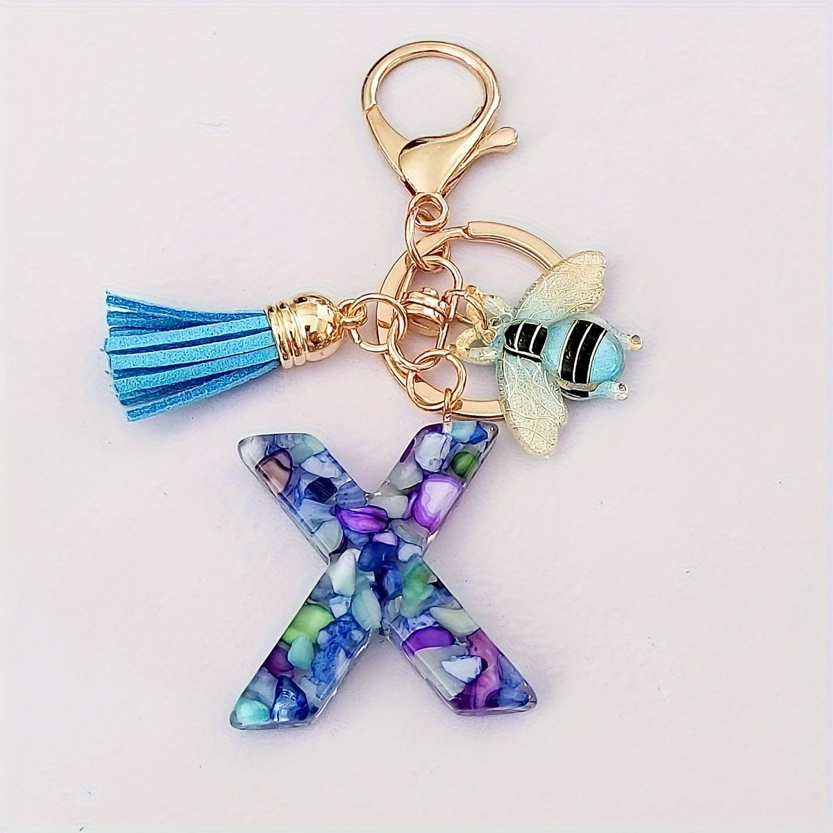 Dazzling Gift, Sparkling Alphabet Keychain with Sequin & Tassel - Mixed Colors, Geometric Design, Friendship Theme - Perfect for Bags & Gifts