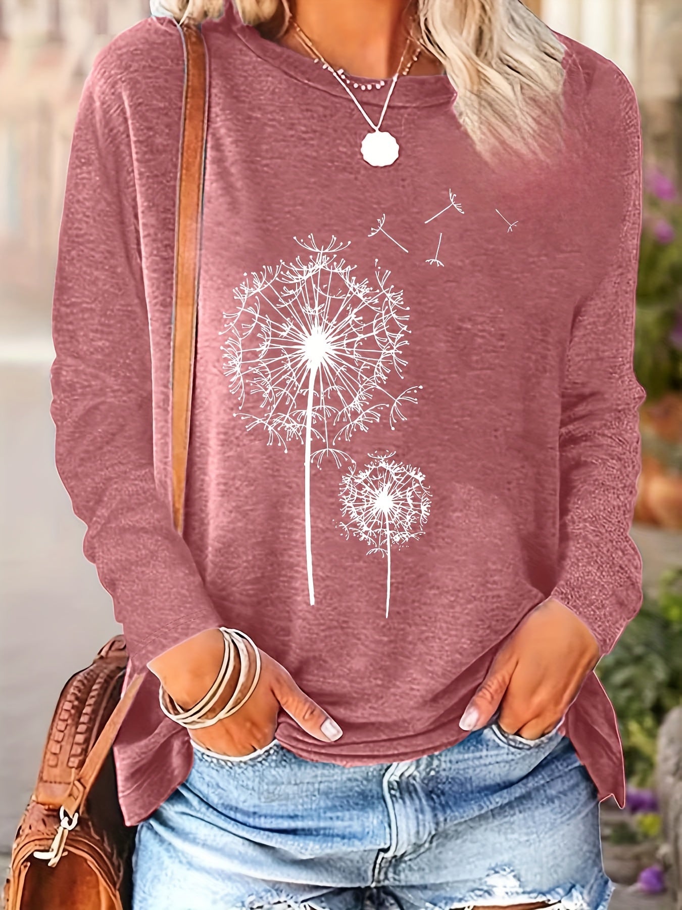 2023 Spring-Autumn New Arrival Printed Round Neck Loose Long Sleeve T-Shirt - Machine Washable, Perfect for Daily Wear and Home Use, Spring Fashion, Autumn Clothing, Geometric Print, Relaxed Fit, Breathable Fabric, Comfortable Fabric, Basic Top, Everyday
