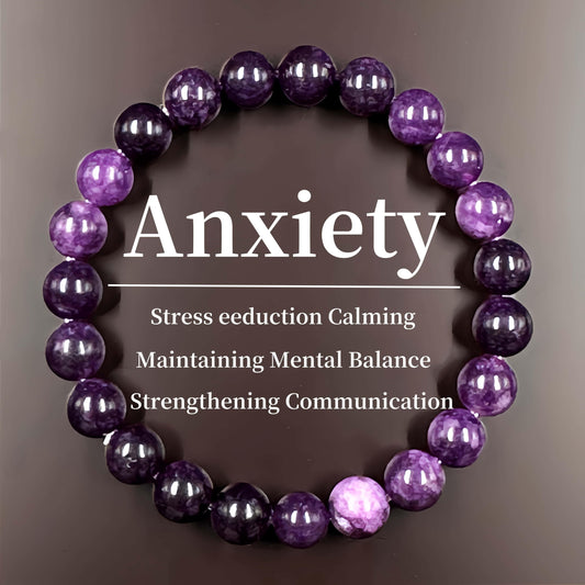 1pc Amethyst Anxiety Bracelet - Handmade, Stress-Relief Charm with "Anxiety" Engraving, Perfect Gift for Men & Women, Everyday Clothing Accessory, Mental Balance Jewelry|Stress Relief Bracelet|Handmade Charm