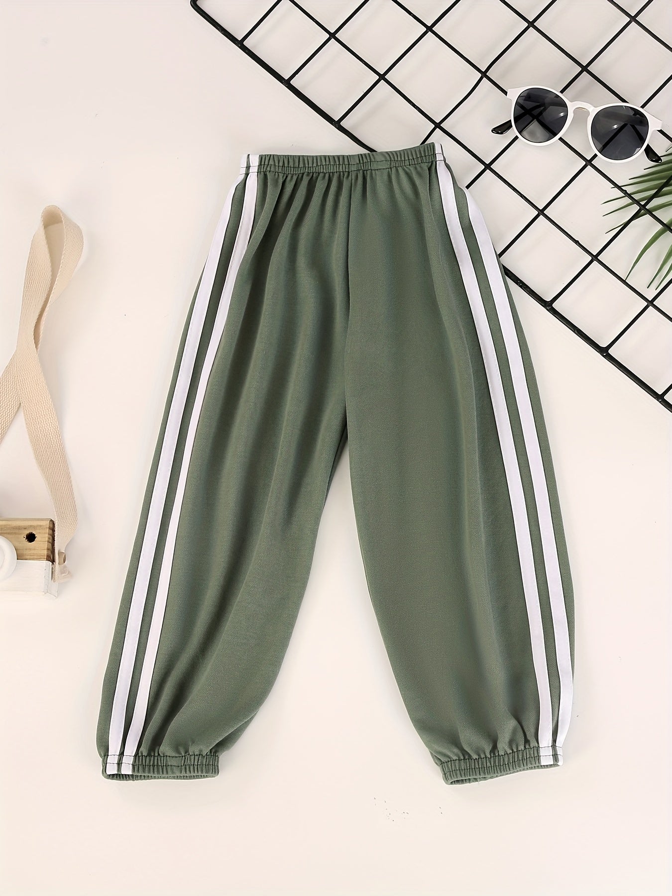 Thin And Lightweight Boys Summer Pants, Kids Side Contrast Color Tape Sweatpants, Casual Thin Jogger Pants For Outdoor Activities